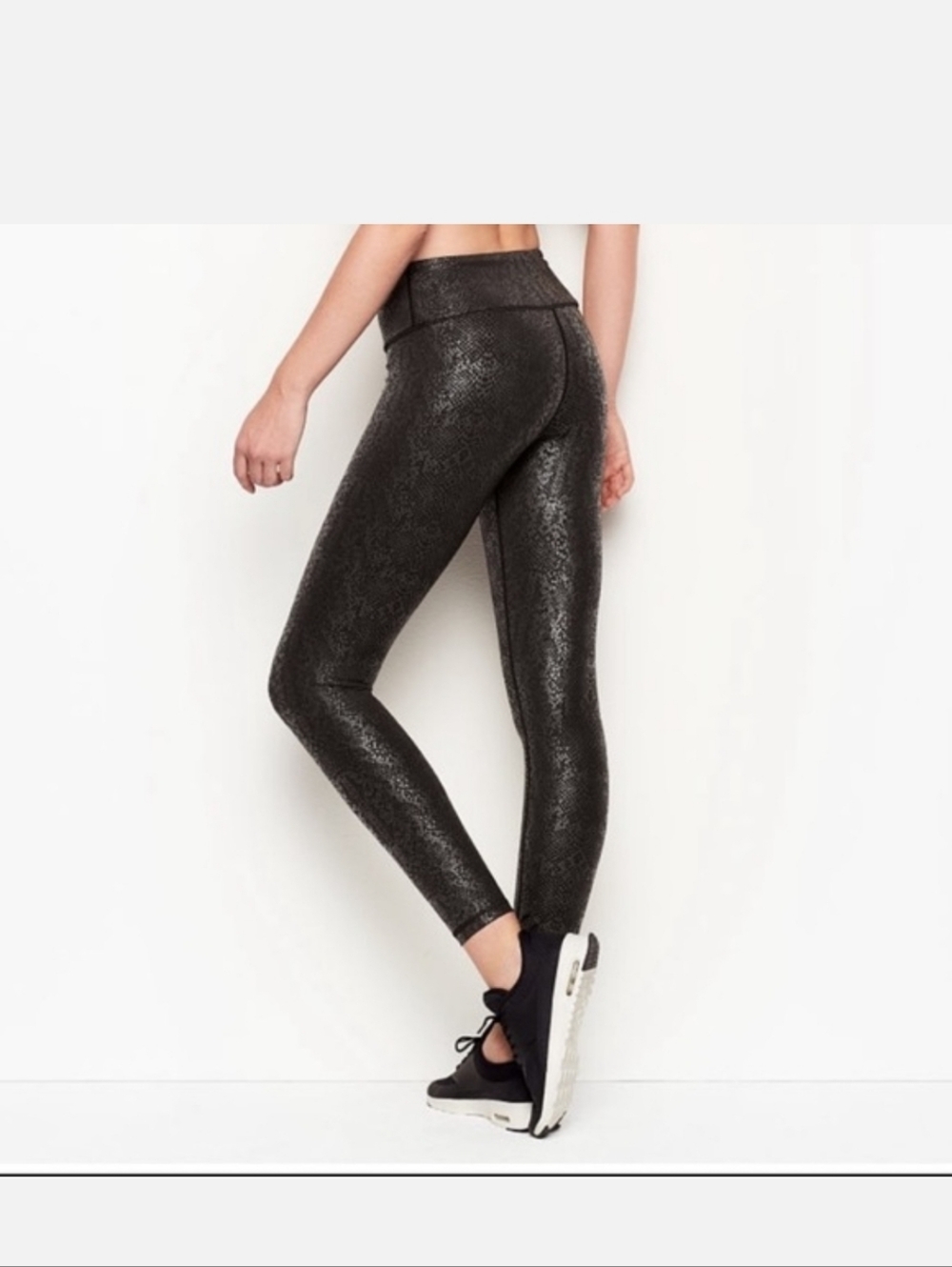 Victoria's Secret Black Metallic Snake-Print Leggings - Picture 2 of 6